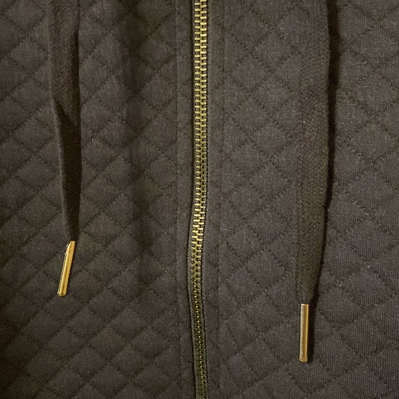 NWT COMO BLACK Medium Navy Quilted Zippered Hoodie - Picture 3 of 9